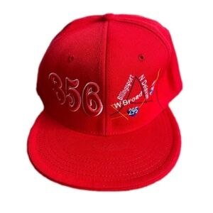 856 Area Code Red Baseball Cap Paulsboro South Jersey Size 7 3/8 Fitted Hat